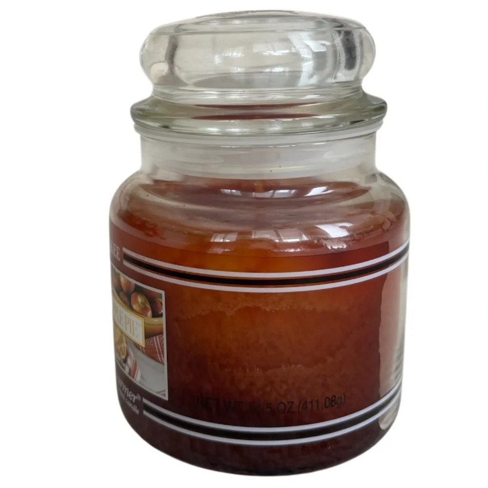 Yankee Candle Jar Mom’s Apple Pie Rare Vintage Black Band Orange 14.5 Oz
